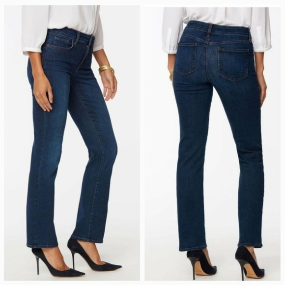 NYDJ Marilyn Straight Leg Blue Jeans 10 - Picture 2 of 10